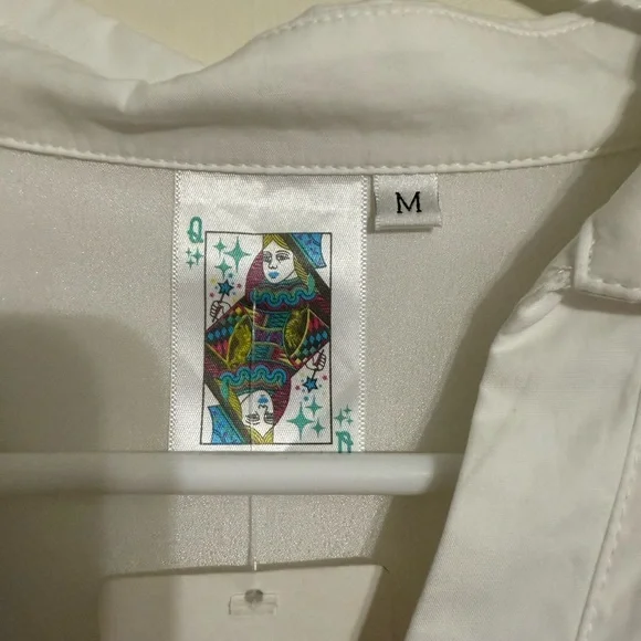 QUEEN OF SPARKLES White Jumpsuit with Colorful Football Patches - Picture 2 of 2